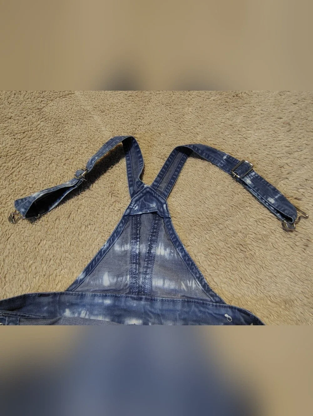 Justice Girls Denim Shorts Overalls Blue Jean Bleach Tie Dye Raw Edge Size 8